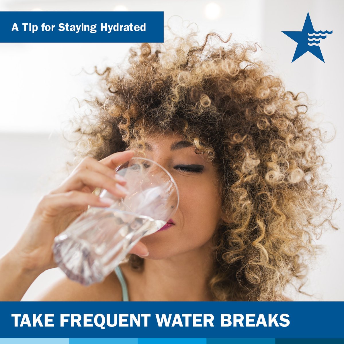 Be deliberate and take a few sips of water between work tasks throughout your day. #StayHydrated #DrinkingWaterWeek