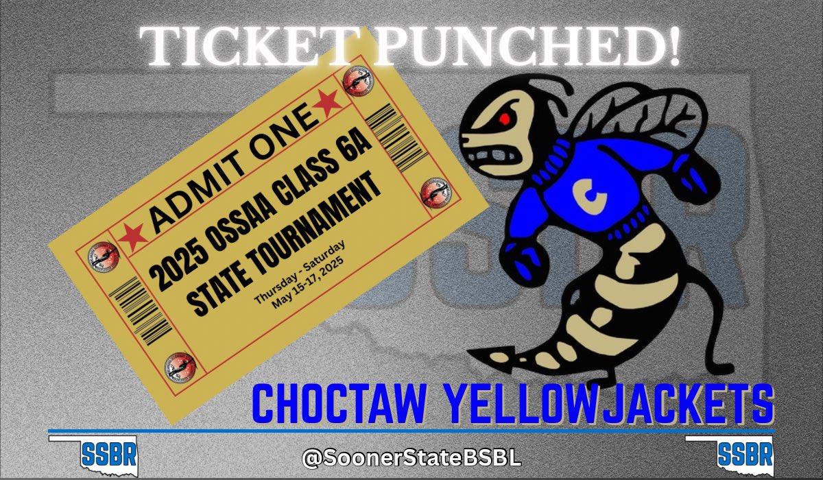 𝐓𝐈𝐂𝐊𝐄𝐓 𝐏𝐔𝐍𝐂𝐇𝐄𝐃! 🎟️

Half the field in the 6A State Tournament is set as Choctaw wins their Regional going 3-0

vs PC West, 12-2
vs Westmoore, 10-1 &amp; 4-2

#OKPreps