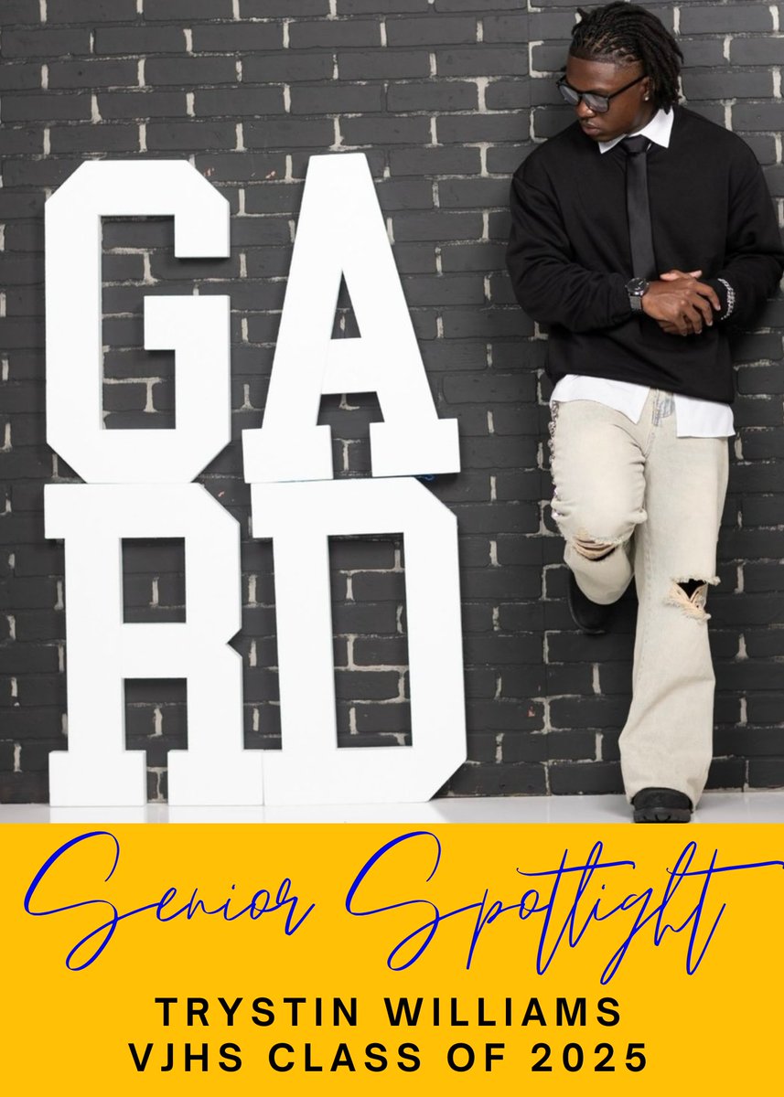 🎓SENIOR SPOTLIGHT:Trystin Williams 🌟 After graduation, he plans to attend the Air Force/Southern Miss to major in Finance. Congratulations, Trystin! 💙💛
