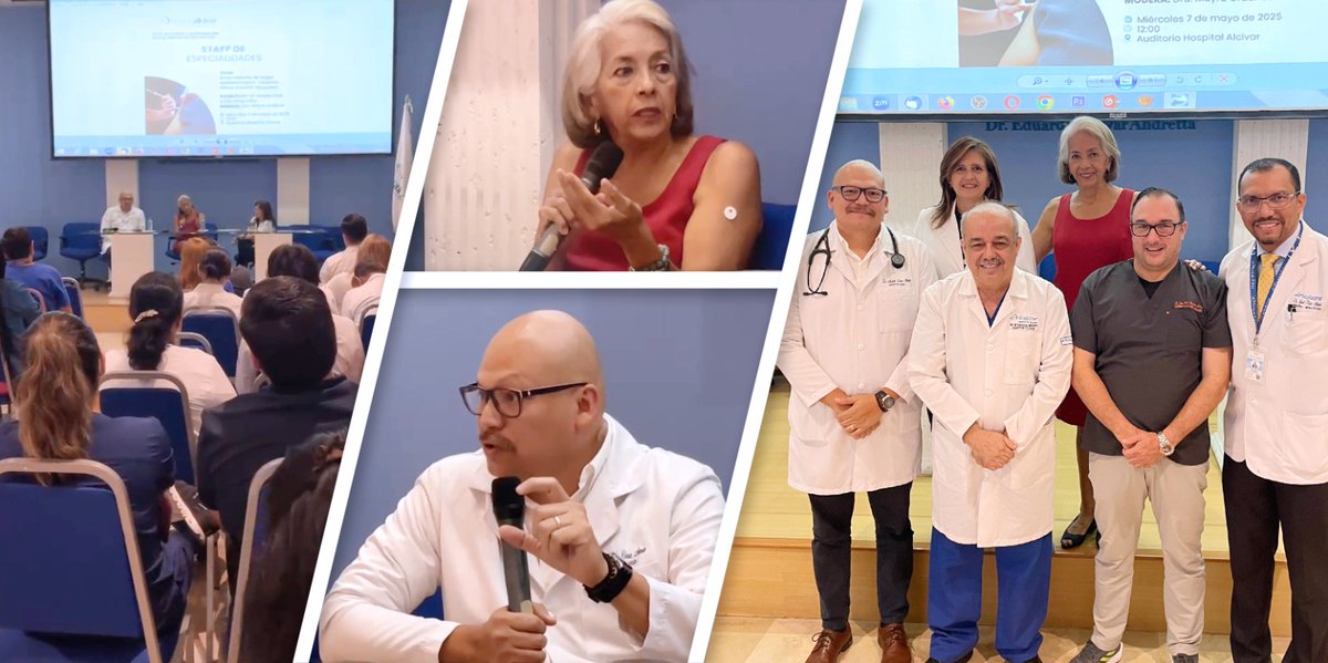 Conferencia médica, Staff de Especialidades. 
Tema: Enfermedades de origen epidemiológico: #tosferina, #fiebreamarilla, #leptospirosis. Realizado el 7 de mayo en el Auditorio del Hospital Alcívar.
Panelistas: Dr. Andrés Díaz, Infectólogo; Dra. Greta Miño, Pediatra Infectóloga y