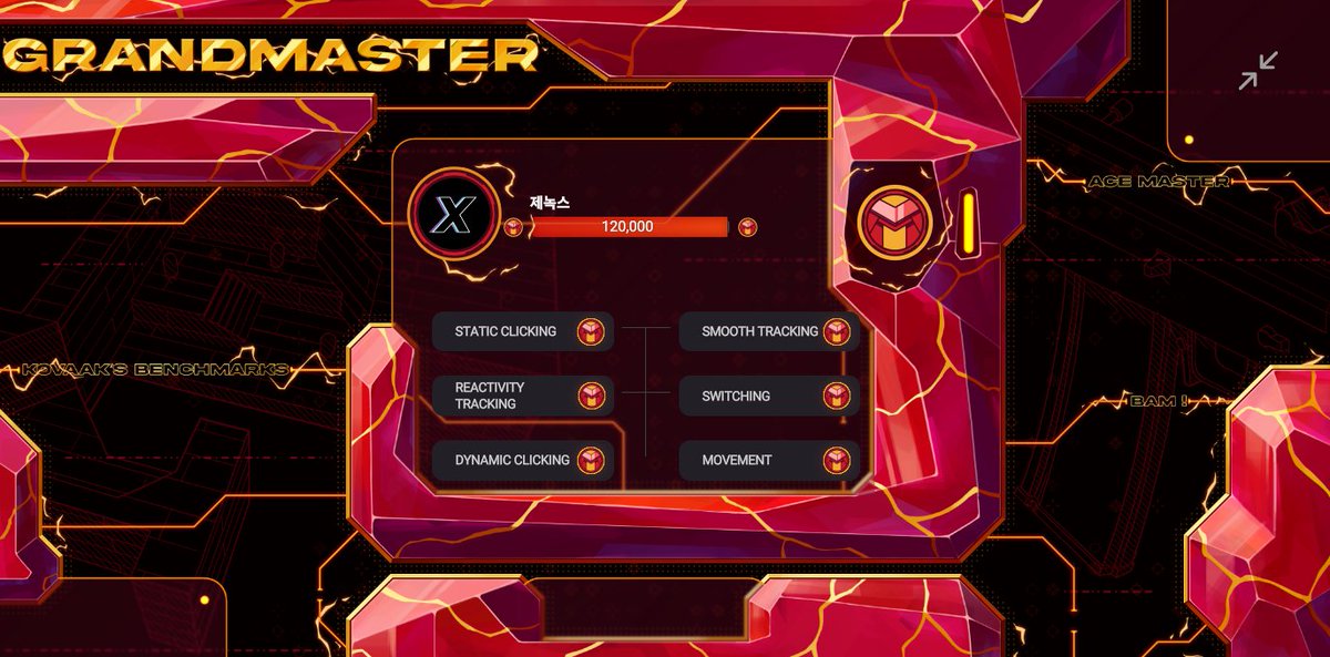 GRANDMASTER in <a href="/KovaaKs/">KovaaK's</a> benchmarks ! 🥳