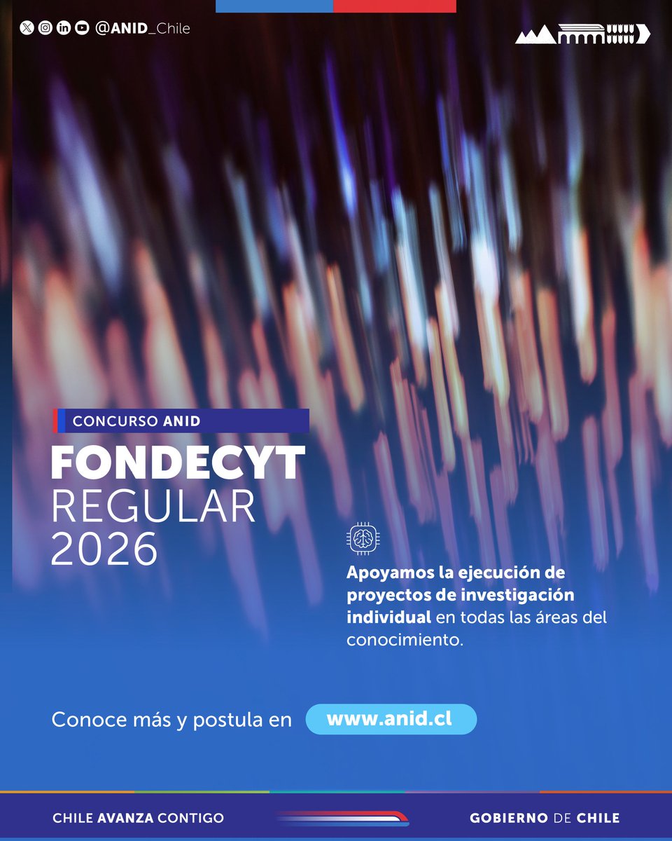 ¡Ya está abierta la convocatoria 2026! La fecha de cierre para postulantes es el 24 de junio, a las 16:00 hrs; y el cierre para patrocinio institucional es el 8 de julio, en el mismo horario. 

📊 La evaluación de los proyectos se realiza en dos etapas:

1️⃣ Productividad de la o