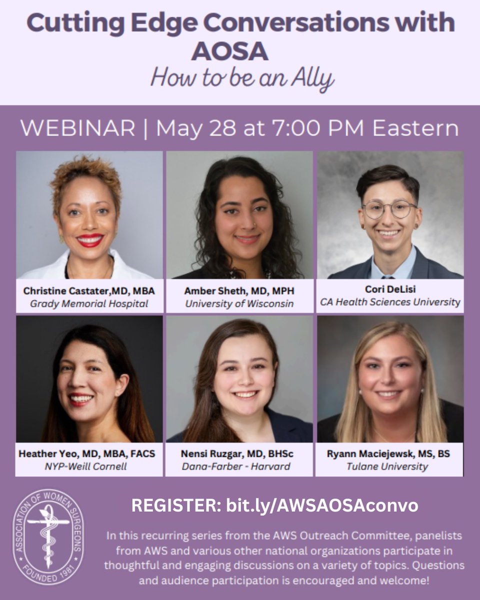 Don't miss upcoming free virtual programs with AWS and our partners!

REGISTER: womensurgeons.org/virtual-worksh…