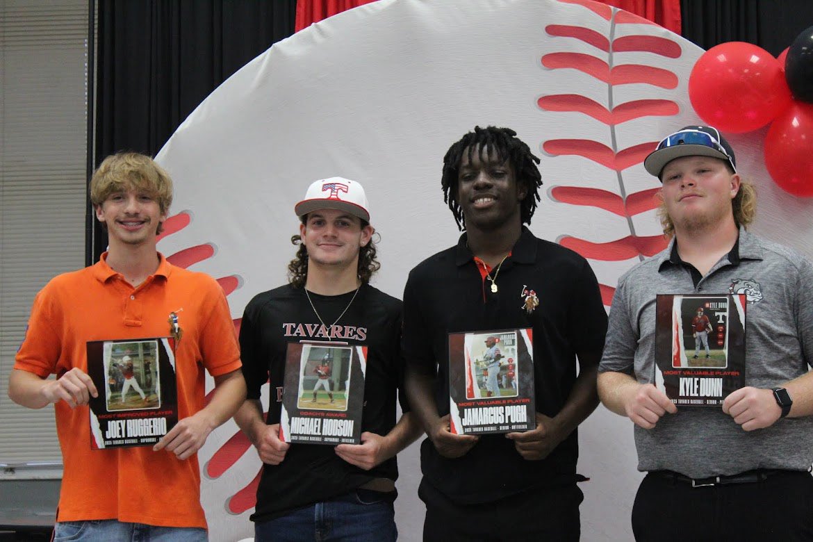 Tavares Bulldogs Baseball (@tavaresbaseball) on Twitter photo Congrats to our Tavares Baseball award winners from last night’s team banquet! 🔴⚪️
Jamarcus Pugh <a href="/JamarcusPugh/">Jamarcus Pugh</a> (SR) - MVP🌟
Kyle Dunn <a href="/kyle_dunn8/">Kyle Dunn</a> (SR) - MVP🌟
Joey Ruggerio <a href="/Joseph_Ruggerio/">joseph ruggerio</a> (SO) - Most Improved📈
Michael Hodson (SO) - Coach’s Award⚾️
#TavaresBaseball Congrats to our Tavares Baseball award winners from last night’s team banquet! 🔴⚪️
Jamarcus Pugh <a href="/JamarcusPugh/">Jamarcus Pugh</a> (SR) - MVP🌟
Kyle Dunn <a href="/kyle_dunn8/">Kyle Dunn</a> (SR) - MVP🌟
Joey Ruggerio <a href="/Joseph_Ruggerio/">joseph ruggerio</a> (SO) - Most Improved📈
Michael Hodson (SO) - Coach’s Award⚾️
#TavaresBaseball