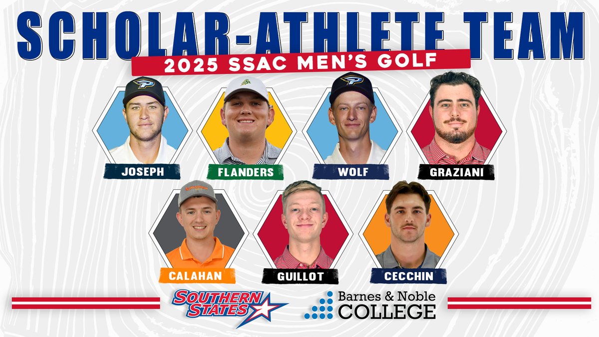 The SSAC released the 2025 Barnes &amp; Noble College Men's Golf Scholar-Athlete Team. Details | tinyurl.com/24tcwmsx