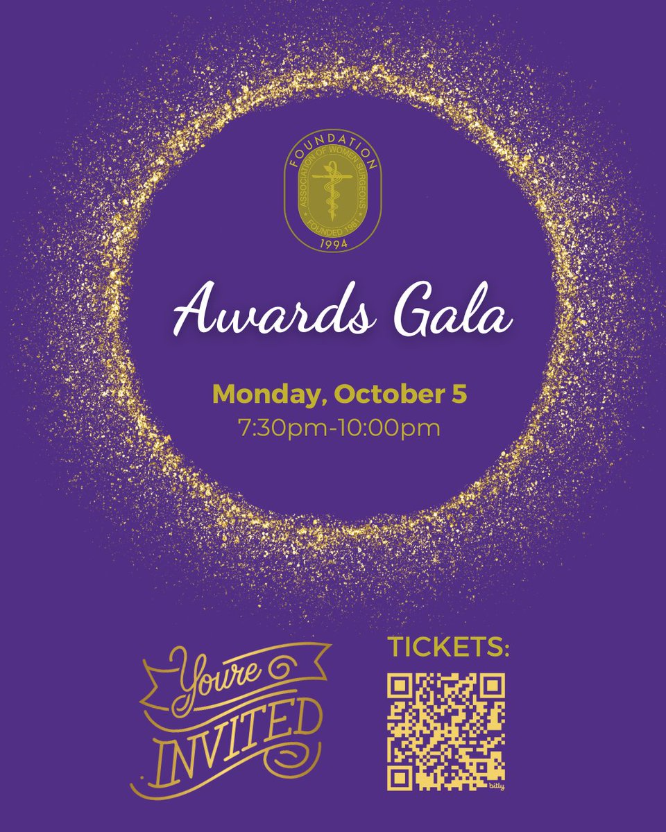 ✨Get Your Tickets &amp; Tables!✨

You’re invited to the signature celebration of the year—the AWSF Awards Dinner &amp; Gala! Join us for an inspiring evening honoring the remarkable achievements of surgeons, trainees, mentors, and allies.

Tickets &amp; Tables: bit.ly/25AWSFGalaReg
