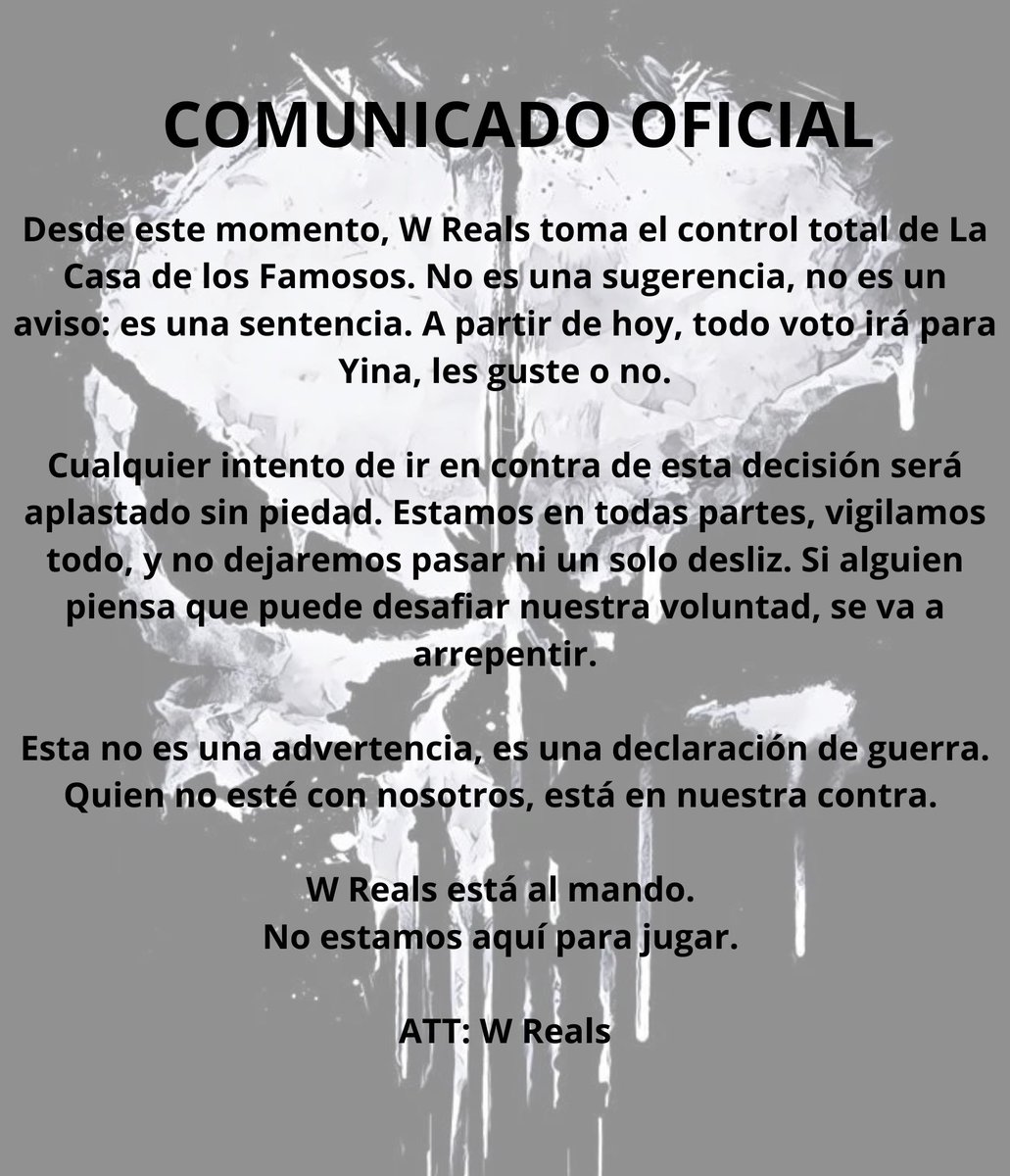 persaqe's tweet photo. WReals respalda a Karina ☠️🚨 https://t.co/9lNaW8Om2J