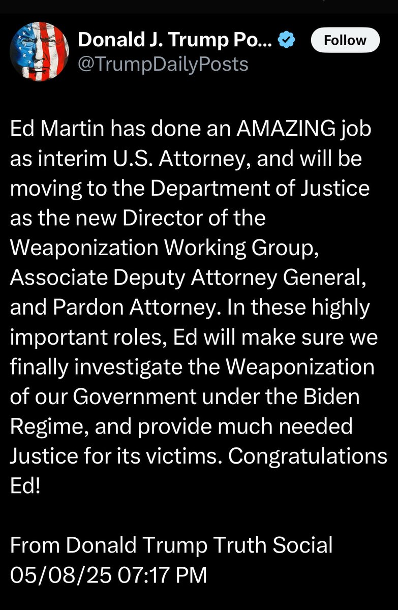 Ed Martin (@eagleedmartin) on Twitter photo Thank you, Mr. President. 
We will MAKE AMERICA GREAT AGAIN! Thank you, Mr. President. 
We will MAKE AMERICA GREAT AGAIN!