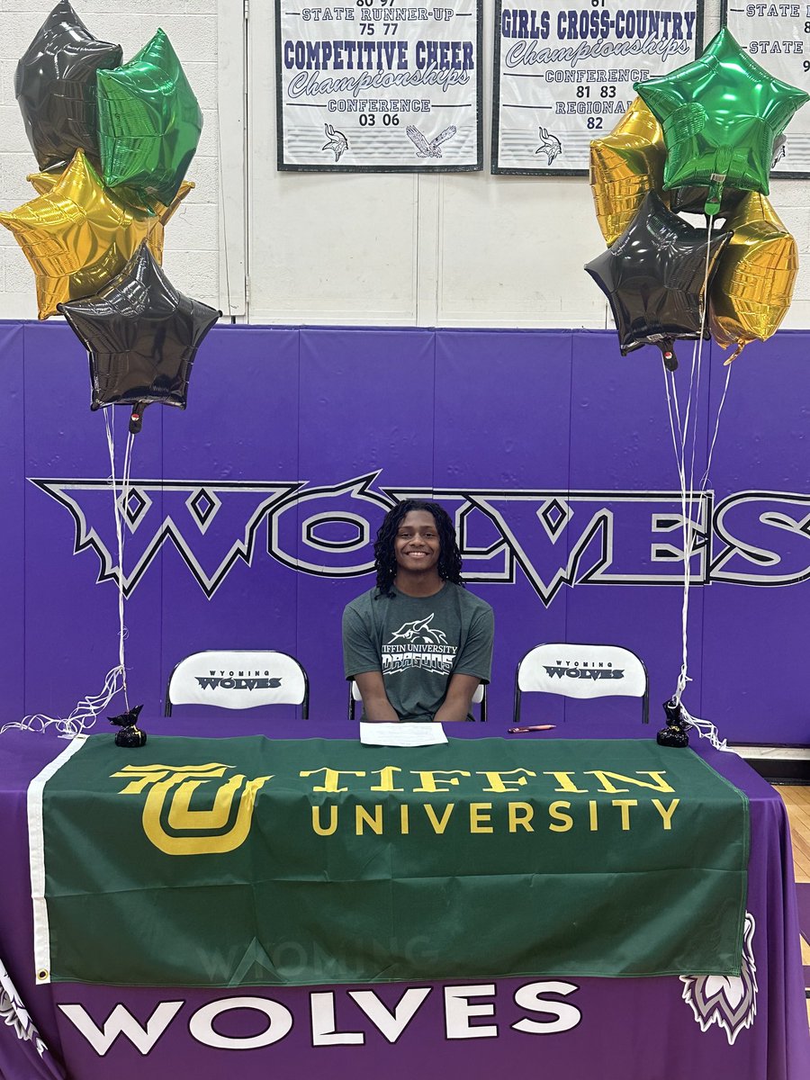 Congrats Avonte Wiggins! Two year first team AC has signed today with Tiffin University (NCAA DII in Ohio). Go Wolves! Go Dragons!