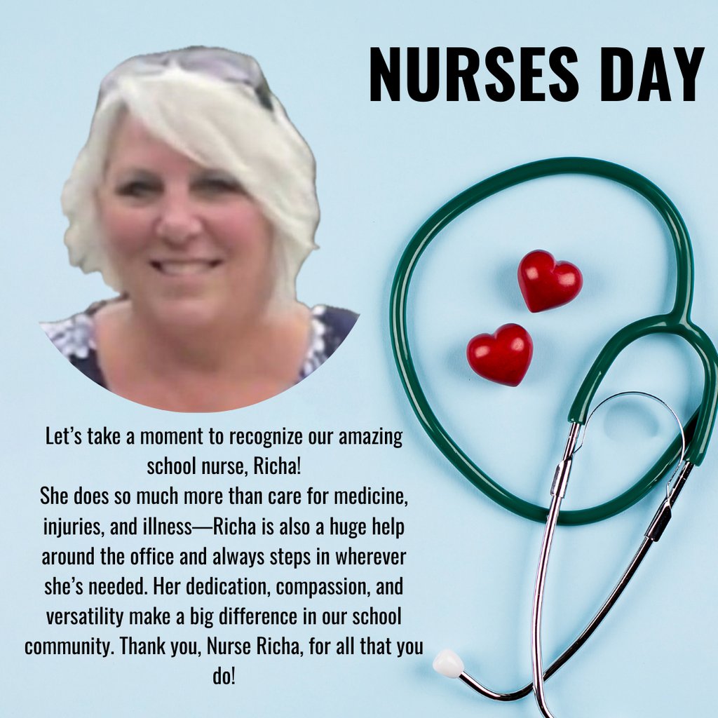 MJHSBlueJackets's tweet photo. We are thankful for our school nurse, Richa. Thank you for taking good care of our students! https://t.co/hvlKrFagSH