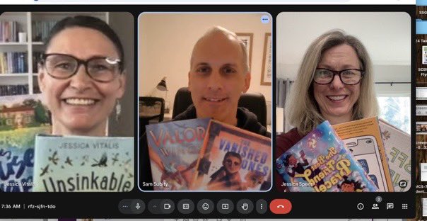 What a treat it was for our 5th graders to have a virtual visit this morning with these amazing authors <a href="/mgauthorcade/">Middle Grade Authorcade</a> !

Thank you <a href="/sjsubity/">Sam Subity</a> <a href="/SpeerAuthor/">Jessica Speer</a> #JessicaVitalis