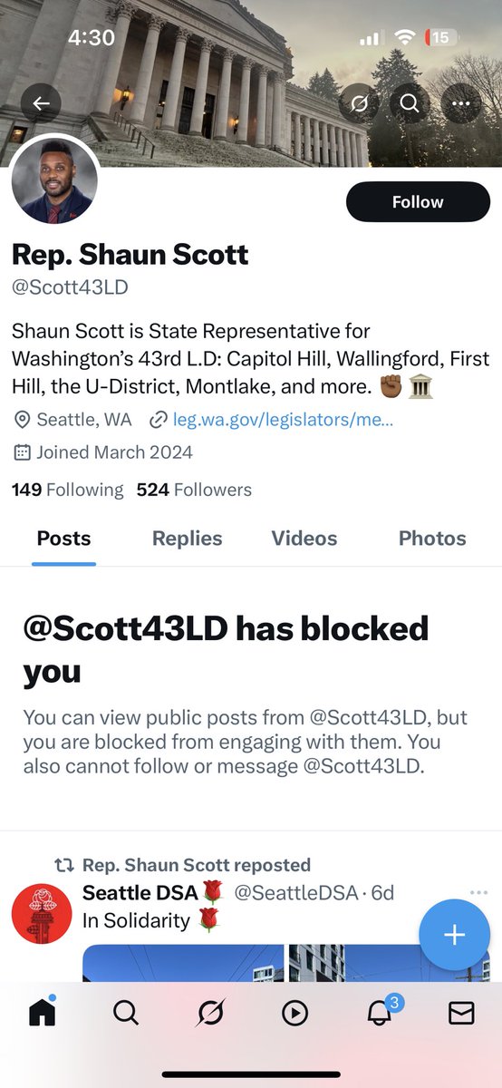 We Heart Seattle (@weheartseattle) on Twitter photo My state rep just blocked me too 😰
<a href="/washdems/">Washington Democrats</a> look who you supported! Shameful. My state rep just blocked me too 😰
<a href="/washdems/">Washington Democrats</a> look who you supported! Shameful.