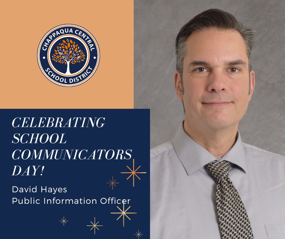 We'd like to give a shoutout to David Hayes on School Communicators Day! From video and photography to comprehensive articles, the weekly newsletter and much more...he keeps us all engaged and informed. ⭐️ Thanks for all the great work you do, Dave! 👏 #WeAreChappaqua