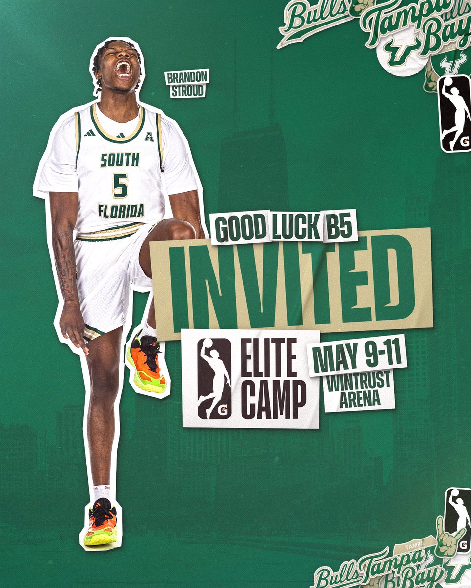 USF Men's Basketball (@usfmbb) on Twitter photo ✔️ NBA G League Elite Camp Invite
Go show out <a href="/gvldshots/">Brandon Stroud ⭐️</a>! Bulls Nation is behind you!
#HornsUp 🤘 ✔️ NBA G League Elite Camp Invite
Go show out <a href="/gvldshots/">Brandon Stroud ⭐️</a>! Bulls Nation is behind you!
#HornsUp 🤘
