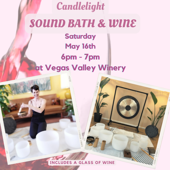 Unwind, savor, and reset. Join us at Vegas Valley Winery on Saturday, May 16th from 6-7PM for a calming Candlelight Sound Bath &amp; Wine experience 🧘‍♀️
Click the link below or in bio to sign up and save your spot!

vegasvalleywinery.com/event/soundbat…