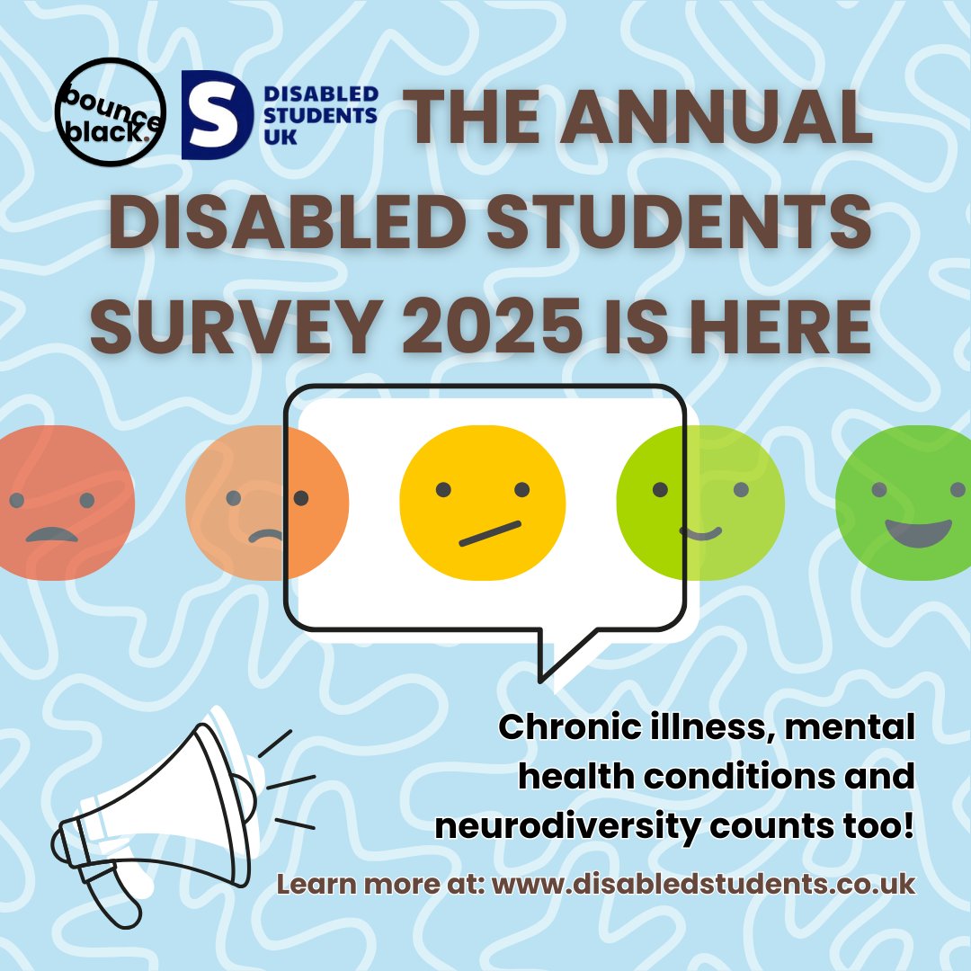📢🎓UK students w/ disabilities, chronic illness, mental health conditions or neurodivergence: the <a href="/ChangeDisabled/">Disabled Students UK</a> #DisabledStudentSurvey is now OPEN! Share your story. Create real change. 
🔗tinyurl.com/bbdsuk25

#BlackAndDisabled #AccessibilityMatters #NeurodivergentAndBlack