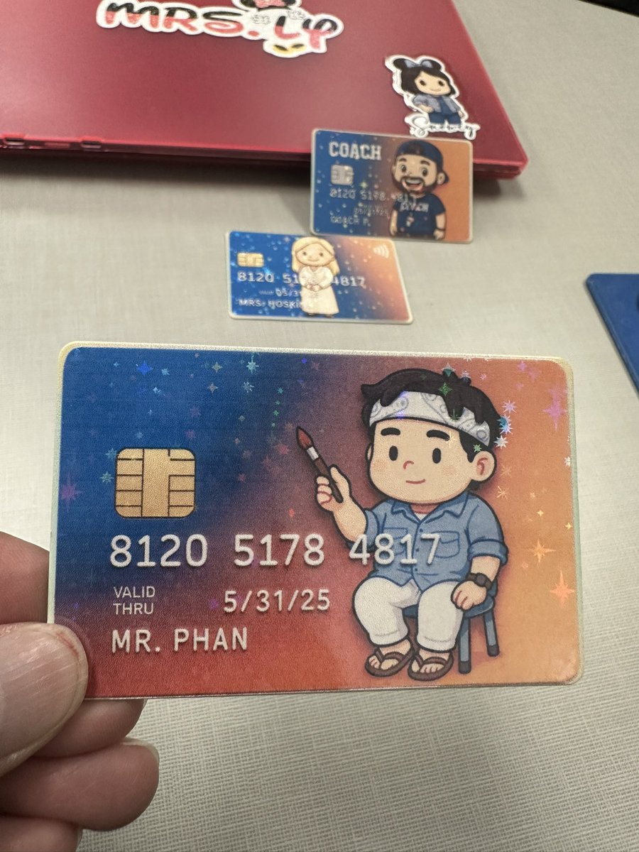 Personalized gift cards cover for our large group teachers. We appreciate them! FYI…for those of us that used a beeper, the numbers on the card spells out Brosnahan. Check out the expiration date, last day of the school year. <a href="/JustinPhanCFISD/">Justin Phan</a> <a href="/BroncoMusicFun/">KATHERINE HOSKINS</a>