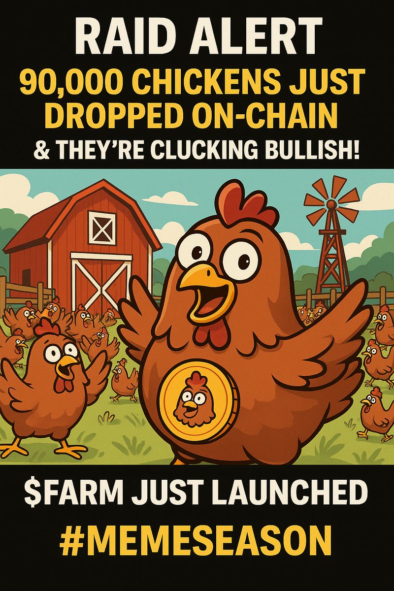 crypto_prv's tweet photo. @AltCryptoGems 90,000 chickens just dropped on-chain — and they’re clucking bullish!
$FARM just launched with a super dev team and a wild mission to shake the barnyard.
Early birds win big. Don’t miss the moonflight.

CA: CPVFiZyXdgkR5E9VNrsULbZ5cuG1erVm629c5BpWpump https://t.co/lmXZ3qDLiw
