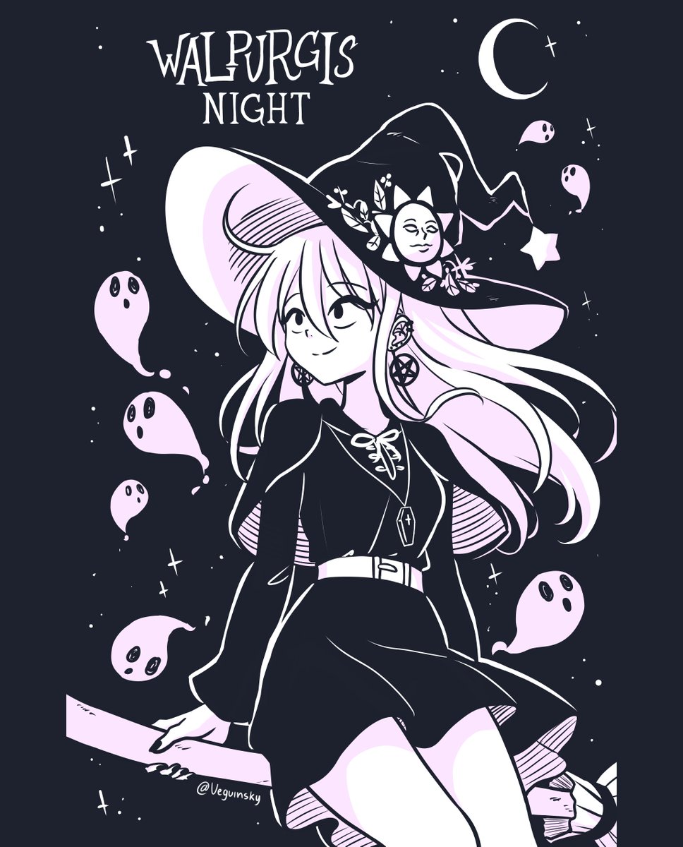 Veguinsky's tweet image. I'm here to show you the new cover of Walpurgis, it's a remake of the first cover but with my current style, I hope you like it! 🖤
#WalpurgisNight #webtoon