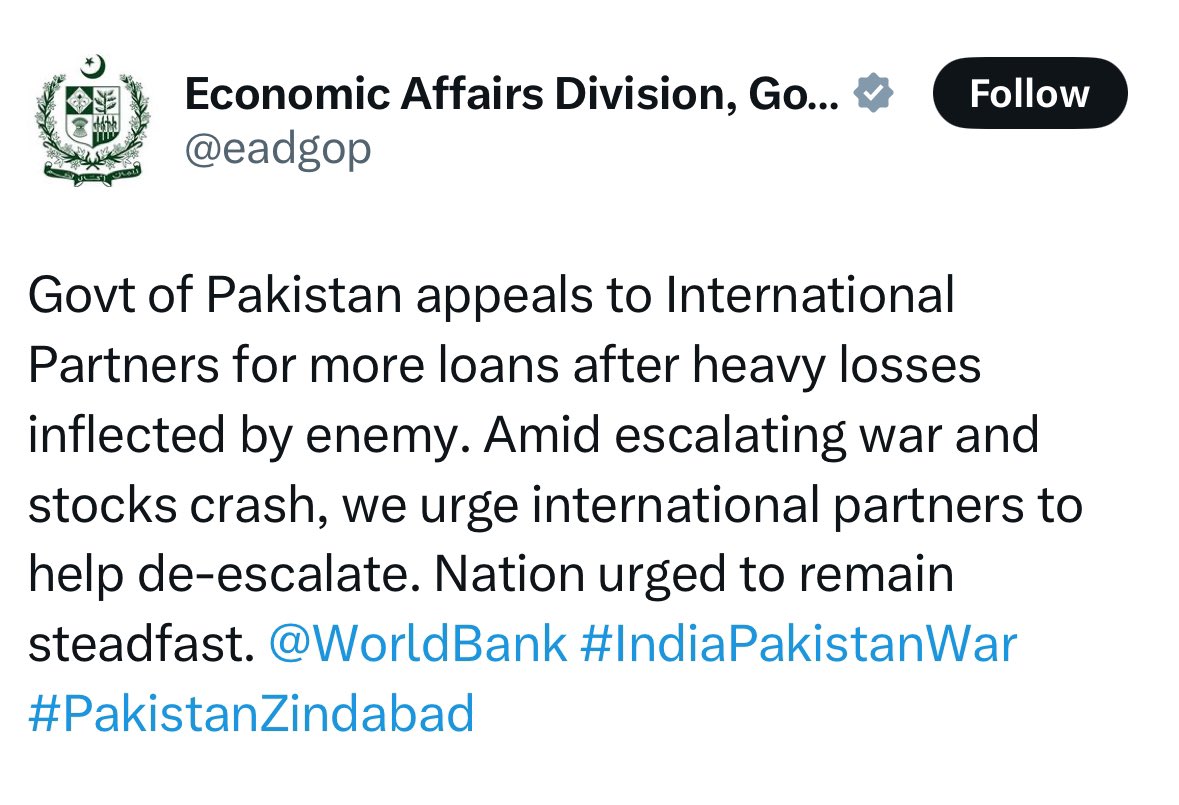 Now Pakistan is asking for the loan
#India-Pakistan #IndianArmy #IndiaPakistanTensions
#de-escalation