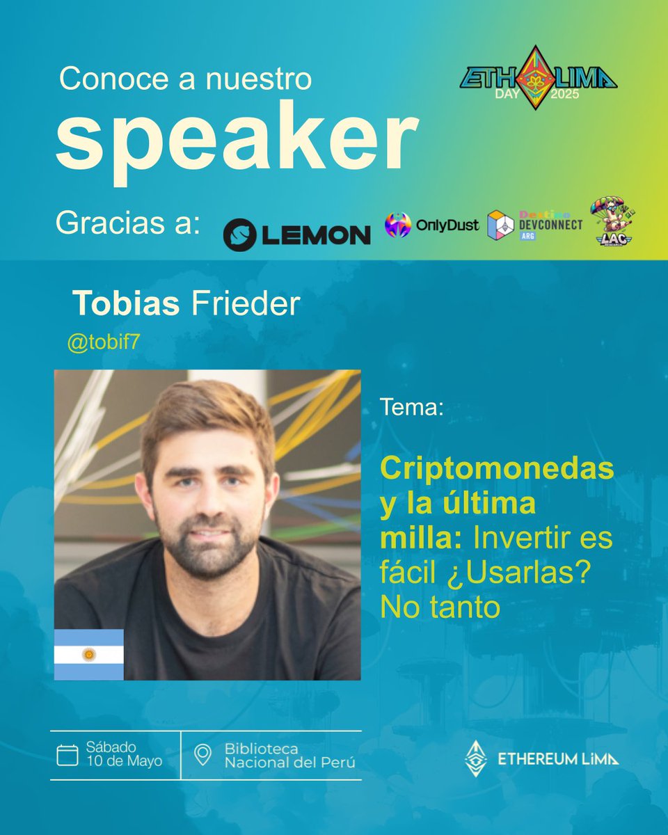 EthereumLima's tweet photo. ¡No solo vengas a escuchar!
Toma nota, haz preguntas y conéctate con quienes están creando el cambio desde LATAM para el mundo.
#DestinoDevconnect #EthereumLimaDay #YunzaOnchain https://t.co/jiia5AXpd8