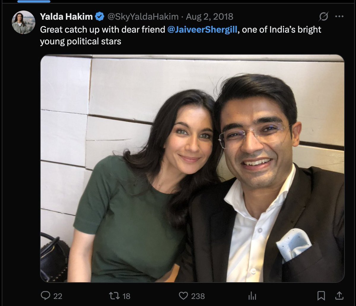 Dear <a href="/SkyNews/">Sky News</a> , serious ethical concerns arise when anchor <a href="/SkyYaldaHakim/">Yalda Hakim</a> —now hosting at Sky—covers India-Pakistan tensions while appearing socially close to BJP spokesperson <a href="/JaiveerShergill/">Jaiveer Shergill</a>. 
She has been seen socializing with him and now features him on air, giving him a