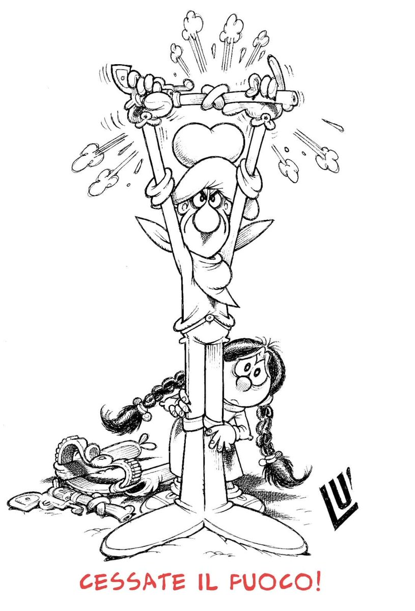 Il #9maggio giorno dell'unione europea fondata sulla pace e solidarietà, è oggi grido di dolore e ammonimento.
Dobbiamo smettere di ignorare realtà la crudeltà, il #genocidio che sono in atto a #Gaza.

#Jacovitti R1PUD1A la guerra, fallo anche Tu
#ultimogiornodigaza
#gazalastday