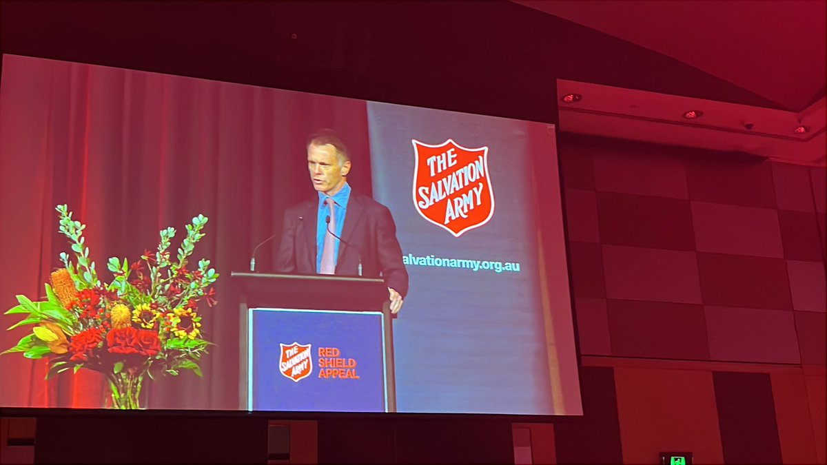 Chris Minns addresses the launch of the Salvos annual appeal