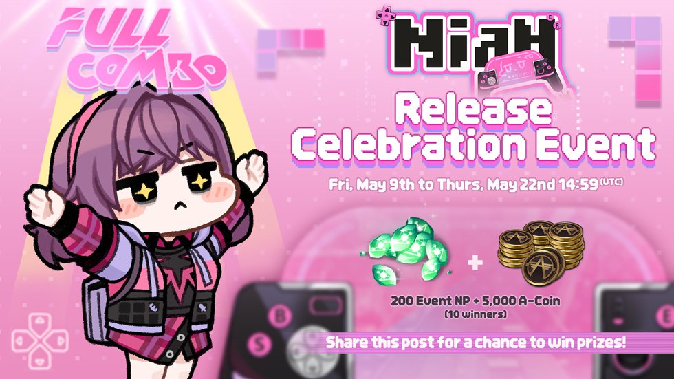 🎮[Niah Release Celebration Event] 🎮

NiaH, our 81st test subject, is joining Lumia Island on May 15th. 
To celebrate, we're giving prizes to random lucky winners!

🖊️How to participate: Follow <a href="/_EternalReturn_/">Eternal Return - S8: Splash! 🏝️</a>
🎁 Reward: 200 Event NP (7 Days)  &amp; 5,000 A-coin (10 winners)
🕒