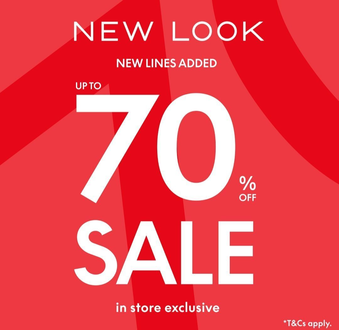 New Look In Store SALE Exclusive - Up to 70% Off Lines Across The Store NOW On!

That's right, exclusive to the stores &amp; up to 70% off!!!

This SALE won't last long, so head to New Look this weekend🏃‍♂️🏃‍♀️

#TheLanesCarlisle #Carlisle #Community #DiscoverMore #Cumbria