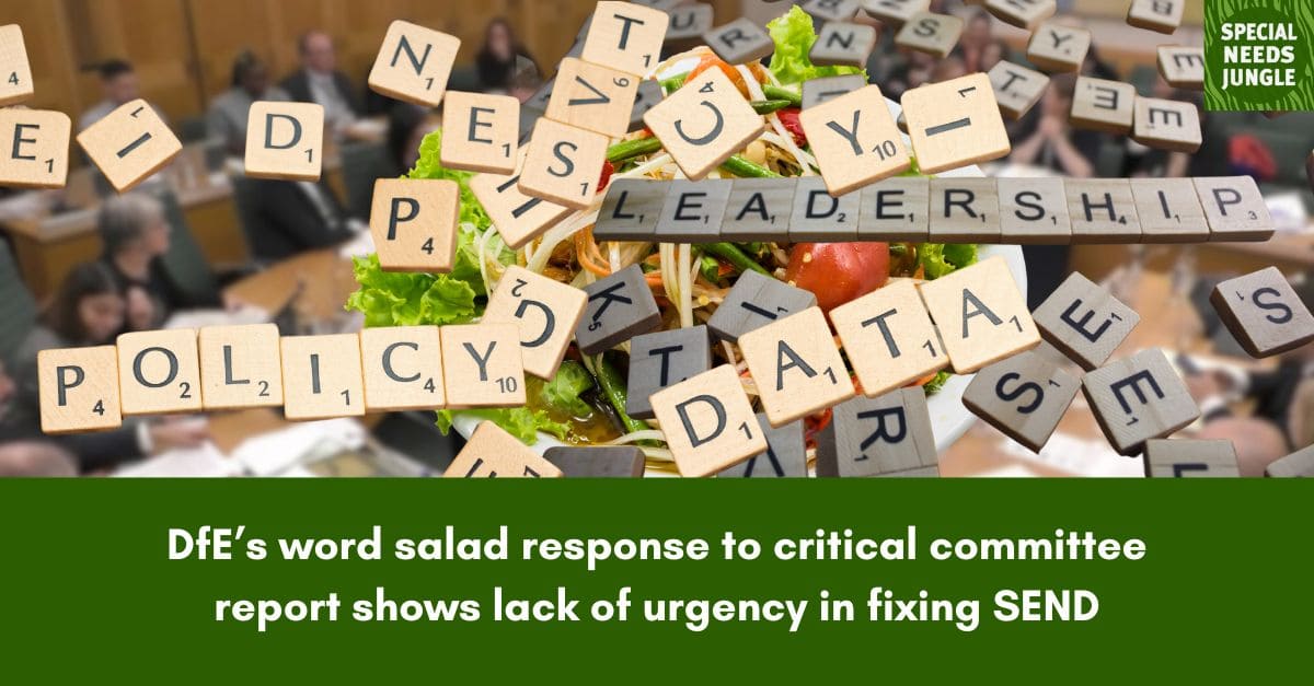 Special Needs Jungle (@spcialndsjungle) on Twitter photo NEW POST: <a href="/TaniaLT/">Tania Tirraoro FRSA - Special Needs Jungle</a> writes about <a href="/educationgovuk/">Department for Education</a> 's word salad response to a critical <a href="/CommonsPAC/">Public Accounts Committee</a> report shows a distinct lack of urgency in fixing #SEND — despite more rumours of an imminent plan specialneedsjungle.com/dfes-response-… NEW POST: <a href="/TaniaLT/">Tania Tirraoro FRSA - Special Needs Jungle</a> writes about <a href="/educationgovuk/">Department for Education</a> 's word salad response to a critical <a href="/CommonsPAC/">Public Accounts Committee</a> report shows a distinct lack of urgency in fixing #SEND — despite more rumours of an imminent plan specialneedsjungle.com/dfes-response-…
