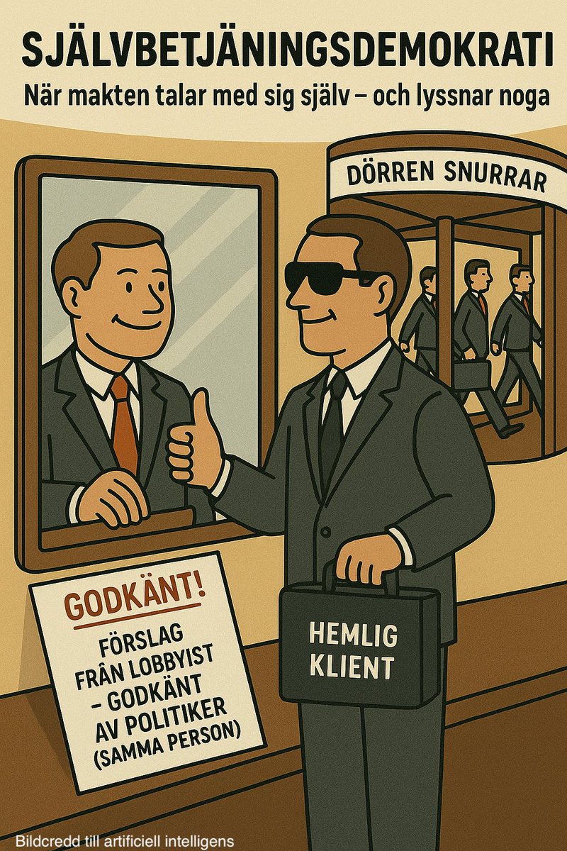 Skolinkvisition's tweet photo. STOPPA SJÄLVBETJÄNINGSDEMOKRATIN!

Minst 30 politiker runt om i landet arbetar som lobbyister samtidigt som de är förtroendevalda, och har således som jobb att påverka sig själva. När inte partierna har vett att självreglera bort det här fenomenet måste det förbjudas i lag. https://t.co/DXdB9UfTz6
