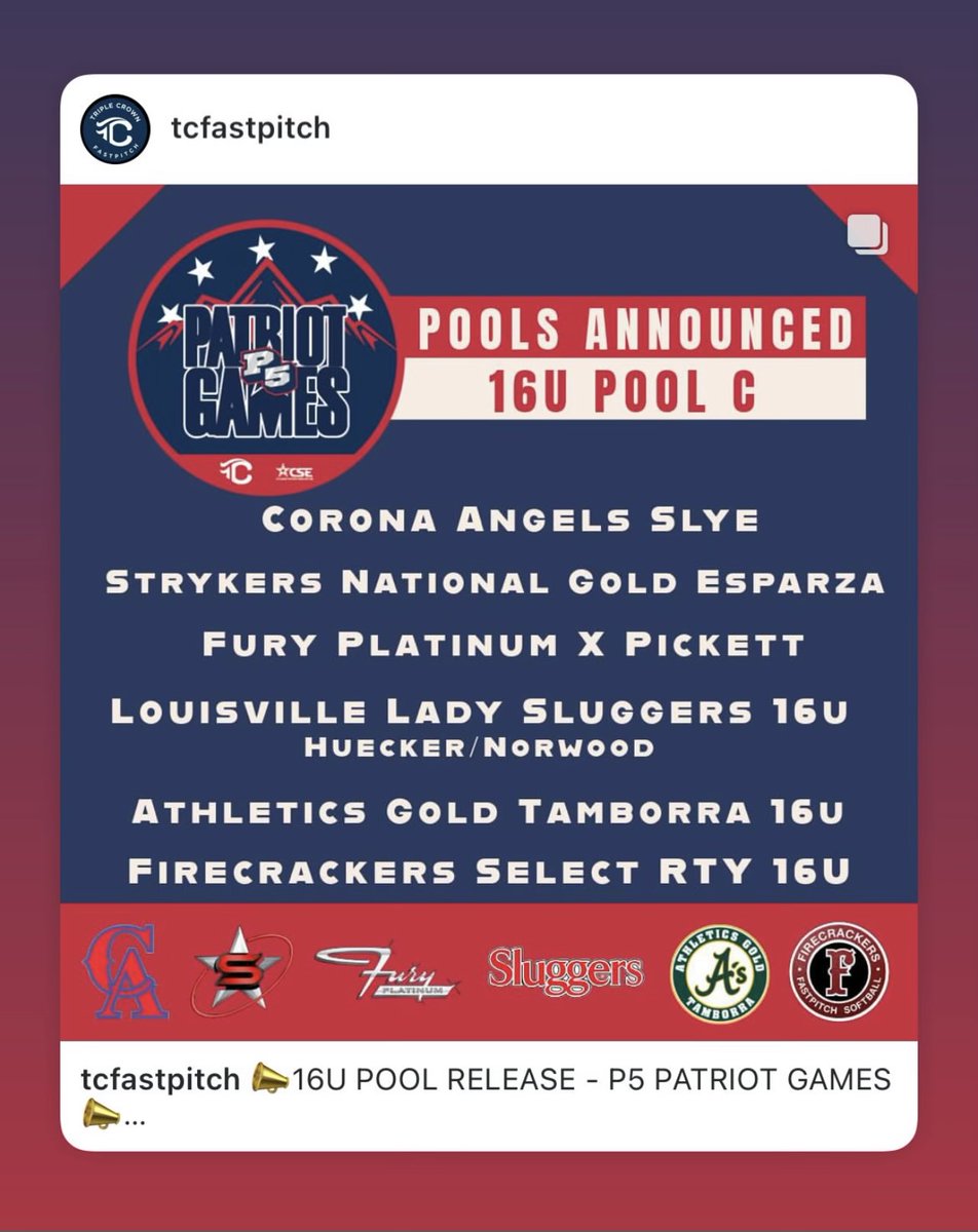 Patriot Games pools were announced today! Ready to play some great competition with my team. 
#patriotgames #firecrackersselectrty