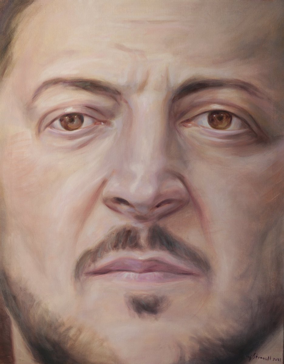 ” Zelenskyi Closer ”, 2025, oil on canvas, 90 x 70 cm. #art #oilpainting #slavaukraini #zelenskyi #stopputin #figurativepainting #painters #artistsontwitter #artistsonx #contemporaryart #kajstenvall