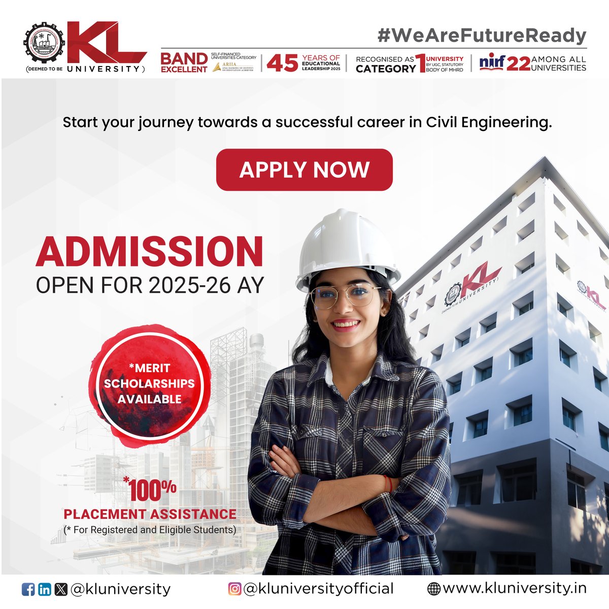 kluniversity's tweet image. Our B.Tech Civil Engineering program offers a comprehensive understanding of how infrastructure comes to life - from initial planning to long-term care of buildings, roads, bridges, and more. 
kluniversity.in/admissions-202…

#KLU #btechcivilengineering #civilengineering