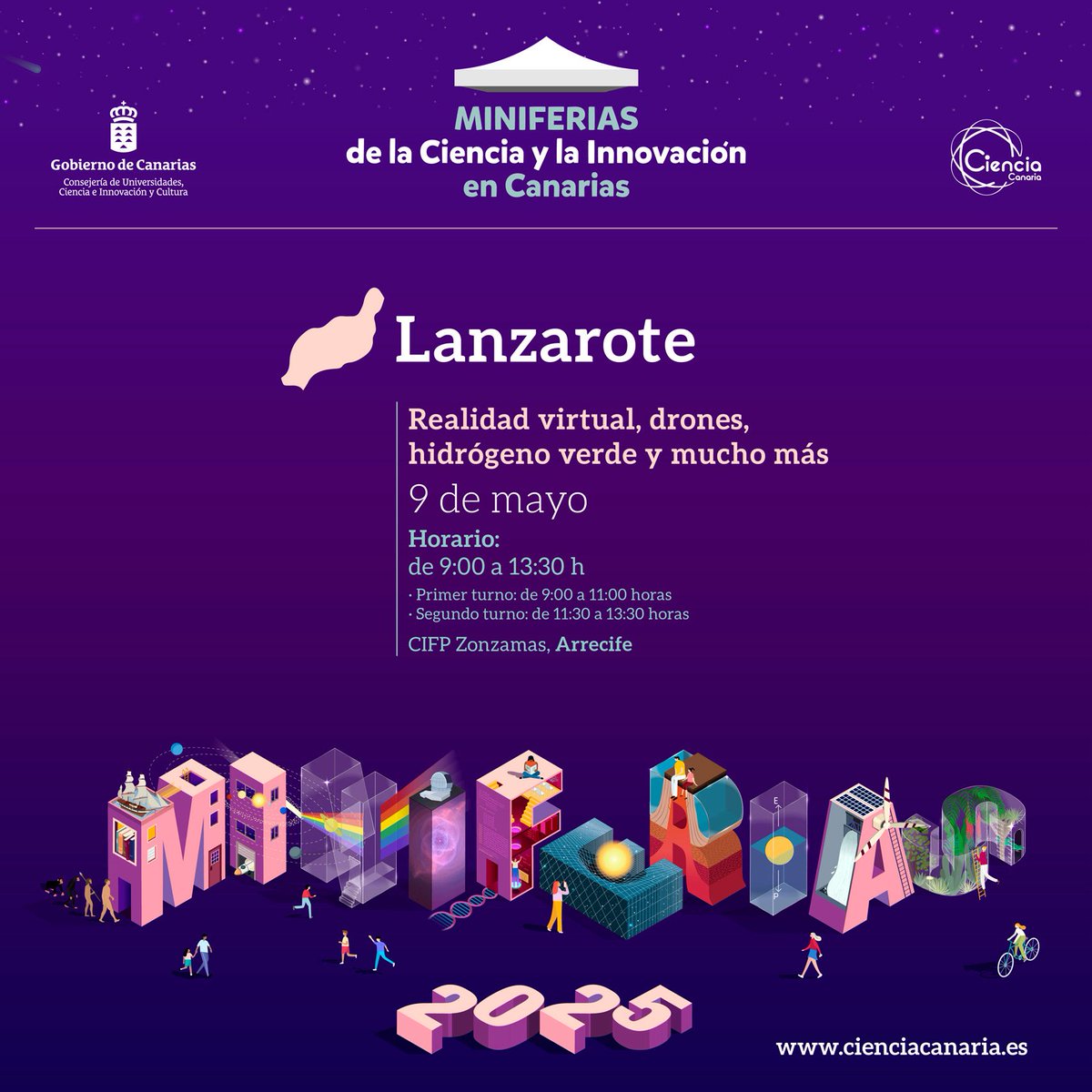 ACIISI (@agenciaiisi) on Twitter photo ✨Hoy celebramos la Miniferia de la Ciencia y la Innovación de Lanzarote 2025
✅ Un encuentro con el conocimiento más cercano para centros educativos de la isla, nos vemos en el CIFP Zonzamas, Arrecife
Con <a href="/CabildoLZ/">Cabildo de Lanzarote</a> #AyuntamientoArrecife ✨Hoy celebramos la Miniferia de la Ciencia y la Innovación de Lanzarote 2025
✅ Un encuentro con el conocimiento más cercano para centros educativos de la isla, nos vemos en el CIFP Zonzamas, Arrecife
Con <a href="/CabildoLZ/">Cabildo de Lanzarote</a> #AyuntamientoArrecife
