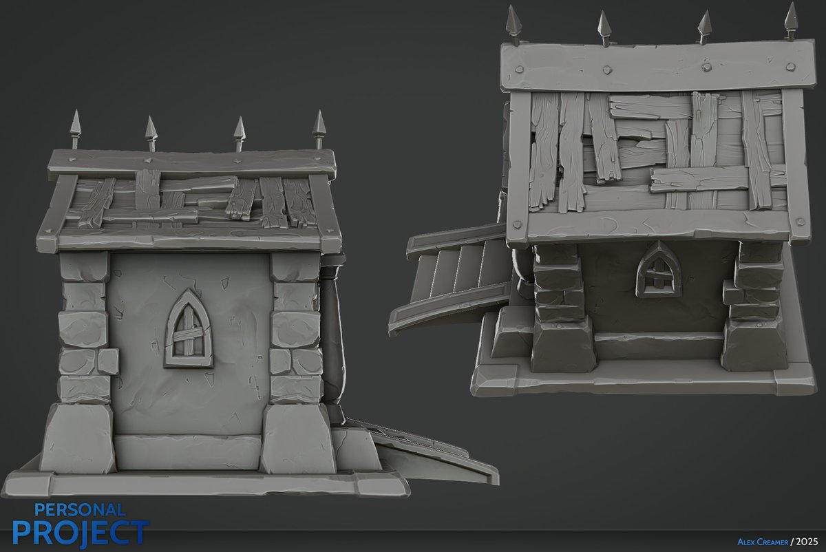 ItsAlexCreamer's tweet image. Stylized Mausoleum sculpted in Zbrush
Working on a stylized graveyard scene :)