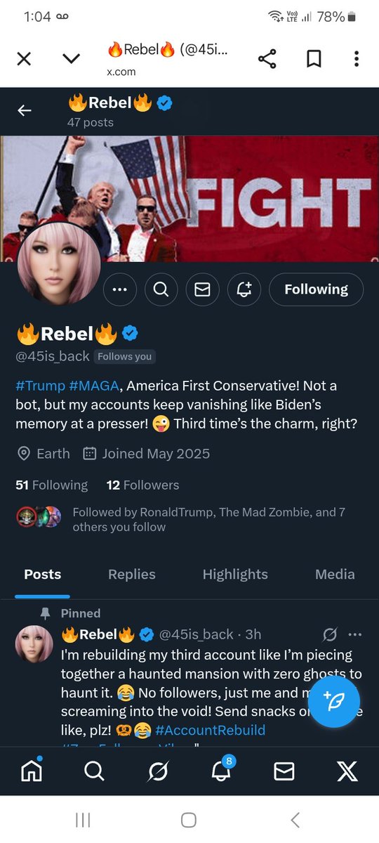 This is a new account starting over for the third time ,<a href="/45is_back/">🇺🇸 Morgan 🇺🇸</a>  has said she will follow back can we help with follows and reposts to help her get of to a great start 👊💪🫶👍💯💯💣💥