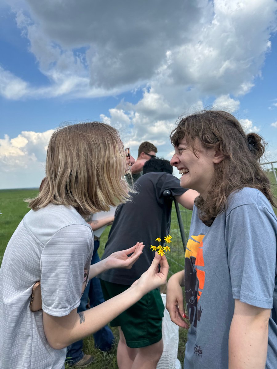 Snapped a cute photo of two students excited about identifying Prairie Groundsel today in Soil Genesis lab