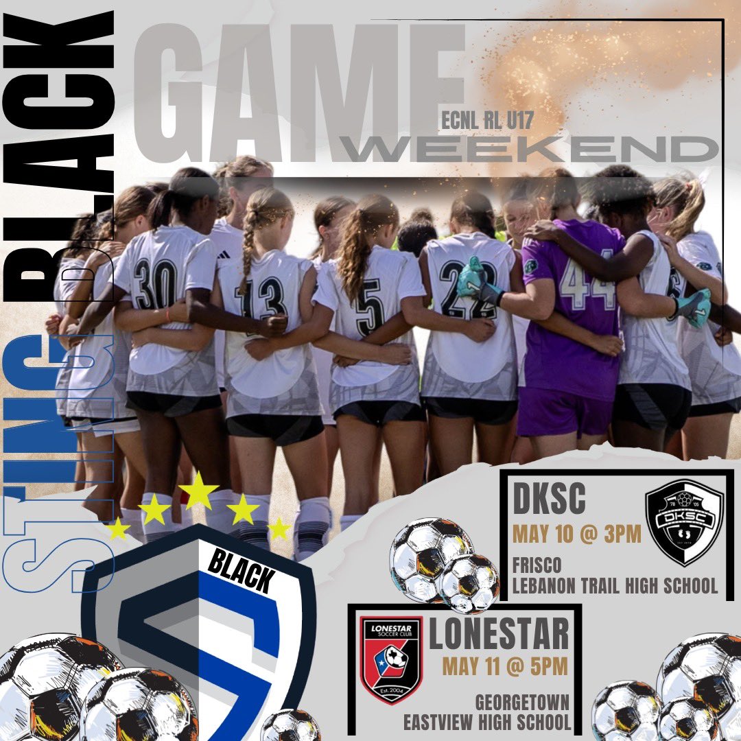 Sting 08 Black ECNL RL (@ecnl_rl_08) on Twitter photo Home & Away this weekend! Back down to Austin for Sunday’s Match!!
Sitting in 1st with 3️⃣ more to play!!
#LetsGo
<a href="/DylanAsher_2/">Dylan Asher</a> <a href="/tomas_boyle5/">Tomás Boyle</a> <a href="/StingSoccerClub/">Sting Soccer Club</a> <a href="/PrepSoccerTX/">Prep Soccer Texas</a> <a href="/ImYouthSoccer/">ECNL/GA/Recruiting/College Soccer</a> <a href="/TopDrawerSoccer/">TopDrawerSoccer</a> Home & Away this weekend! Back down to Austin for Sunday’s Match!!
Sitting in 1st with 3️⃣ more to play!!
#LetsGo
<a href="/DylanAsher_2/">Dylan Asher</a> <a href="/tomas_boyle5/">Tomás Boyle</a> <a href="/StingSoccerClub/">Sting Soccer Club</a> <a href="/PrepSoccerTX/">Prep Soccer Texas</a> <a href="/ImYouthSoccer/">ECNL/GA/Recruiting/College Soccer</a> <a href="/TopDrawerSoccer/">TopDrawerSoccer</a>