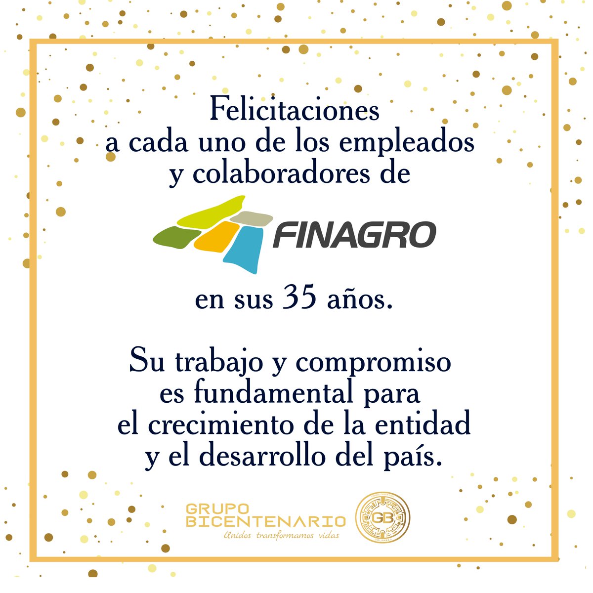 Con aprecio y admiración felicitamos a la presidenta de Finagro Alexandra Restrepo,  en el aniversario número 35 de la entidad que preside, así como a todo el equipo de trabajo