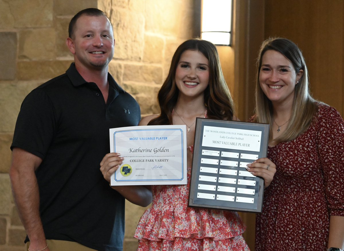 TWCP Softball (@twcpsoftball) on Twitter photo And finally, congrats to <a href="/KatGolden2025/">Katherine Golden</a> for being voted the programs Most Valuable Player!!!
#AwwwCP #ContinueTheClimb
<a href="/ConroeISDSports/">Conroe ISD Athletics</a> <a href="/TWCP_ATHLETICS/">College Park Athletics</a> <a href="/CollegeParkHS/">College Park HS</a> <a href="/CPSNFootball/">CPSN - College Park Sports Network</a> And finally, congrats to <a href="/KatGolden2025/">Katherine Golden</a> for being voted the programs Most Valuable Player!!!
#AwwwCP #ContinueTheClimb
<a href="/ConroeISDSports/">Conroe ISD Athletics</a> <a href="/TWCP_ATHLETICS/">College Park Athletics</a> <a href="/CollegeParkHS/">College Park HS</a> <a href="/CPSNFootball/">CPSN - College Park Sports Network</a>