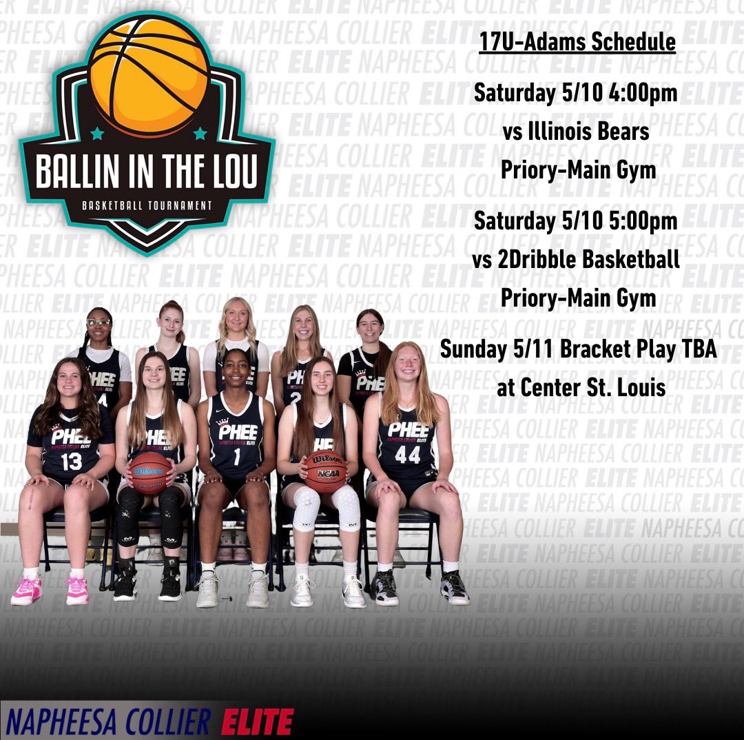 Olivia Madden (@oliviam1421) on Twitter photo Schedule for Ballin In the Lou.
Come check us out! <a href="/PheeElite/">Napheesa Collier Elite</a> <a href="/Coach_Adams92/">Anthony Adams</a> Schedule for Ballin In the Lou.
Come check us out! <a href="/PheeElite/">Napheesa Collier Elite</a> <a href="/Coach_Adams92/">Anthony Adams</a>