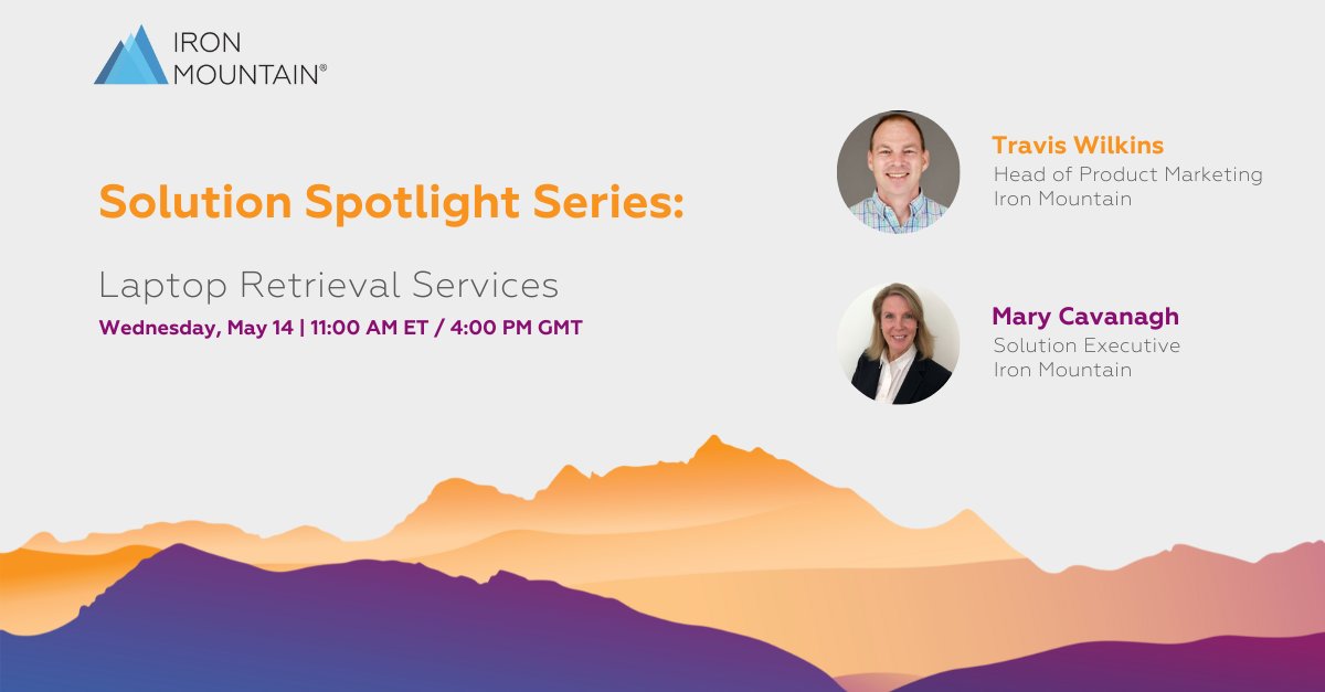 mlcurcio's tweet image. Struggling to retrieve laptops from remote employees? Join our Solution Spotlight on May 14 to learn how Asset Lifecycle Management can help! Register now: spr.ly/6018NJwny #SolutionSpotlight #ALM #IRMEmployee @IronMountain