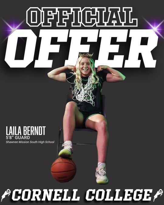Laila Johnson-Berndt (@laila_berndt) on Twitter photo After a great conversation with <a href="/coachbrase/">Brent Brase</a> I am excited to receive my first official offer from <a href="/CornellRamsWBB/">Cornell WBB</a> !!!
<a href="/CoachWestern/">Mark Western</a> <a href="/ToddZars/">Todd Zars</a> <a href="/KansasEliteWBB/">Kansas Elite WBB</a> After a great conversation with <a href="/coachbrase/">Brent Brase</a> I am excited to receive my first official offer from <a href="/CornellRamsWBB/">Cornell WBB</a> !!!
<a href="/CoachWestern/">Mark Western</a> <a href="/ToddZars/">Todd Zars</a> <a href="/KansasEliteWBB/">Kansas Elite WBB</a>