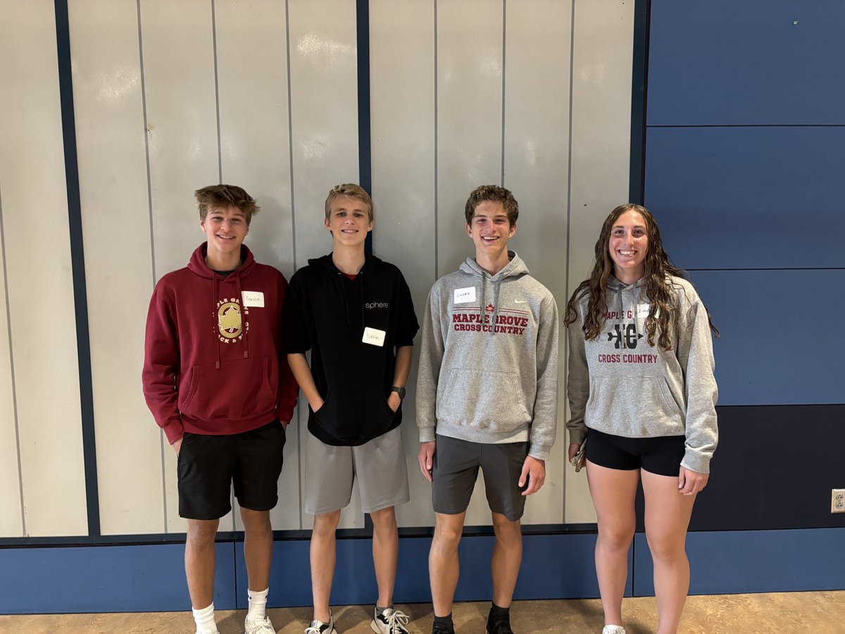 mgcrimsonxc's tweet photo. Isabelle, Dallas, Gavin, &amp; Lucas, some of our 2025 captains, spent the day at the Lake Conference Fall Leadership Meeting. Great opportunity for our captains to meet with leaders around our new conference. https://t.co/QVhrt26m3z