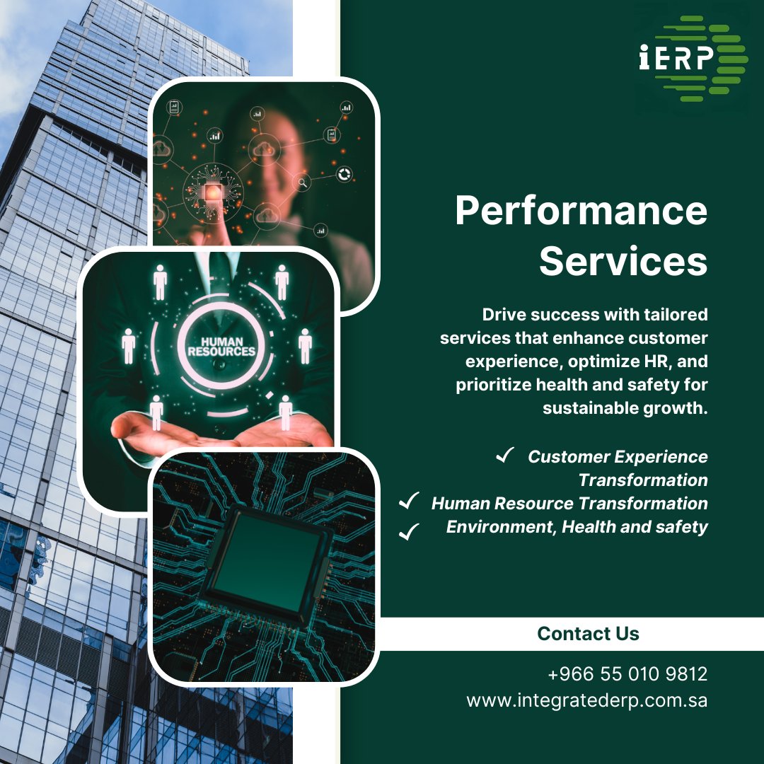 ierpofficial's tweet image. Elevate Success with Tailored Solutions
Enhance experience, streamline HR, and ensure safety - driving sustainable growth.
🌐 integratederp.com.sa | 📩 info@integratederp.com.sa | 📞 +966 55 010 9812
#PerformanceSolutions #Business #BusinessGrowth #ERP #SAP #KSA #IERP