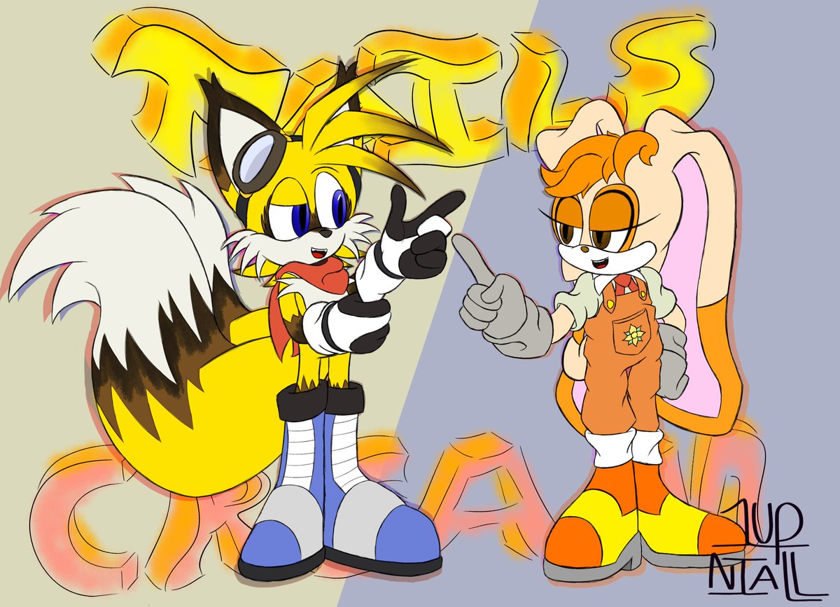 BigNiall3's tweet image. Drew an older Tails and Cream
(really an elaborate excuse just to draw Cream wearing overalls because they look nice on her)
#TailsTheFox #milestailsprower #CreamTheRabbit #Taiream #tailsxcream
