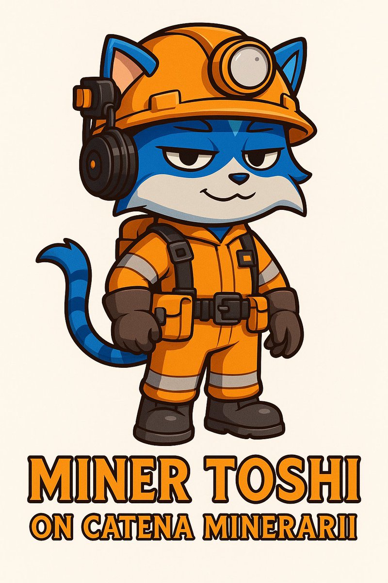 CatenaMinerarii's tweet image. Hey #Toshi Fam, Catena Minerarii has a very cool cat kicking in at the mines. MinedToshi(MToshi) on the Minerarii blockchain. Time mine MToshi with your on-chain activity in our GameFi, SocialFi and our ContentBlock. wrappedMToshi on #Base. Scroll, like, watch and mine.