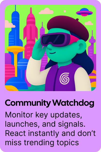 SocialOS_AI's tweet photo. 👁️‍🗨️ Meet the Community Watchdog — your real-time pulse on the ecosystem.

It monitors key updates, market shifts, and sentiment signals, reacting instantly to keep your brand relevant, visible, and engaged.

Always watching. Always ready. Fully autonomous.

#AI #CommunityOps #Web3Marketing #X